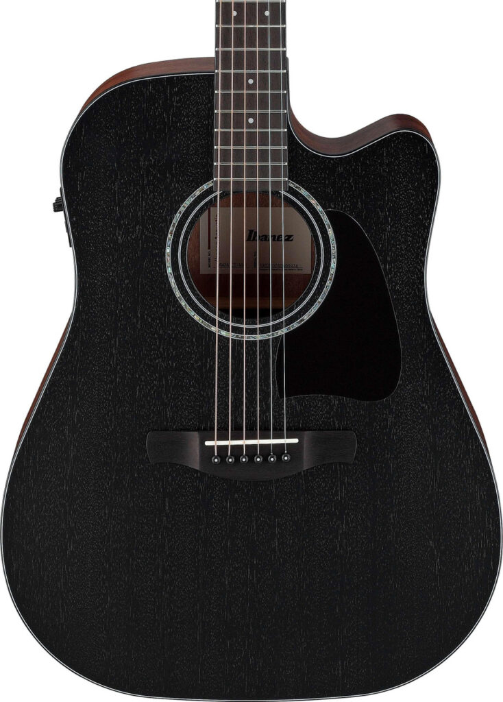 Ibanez AW247CE-WKH Artwood Electro Acoustic Guitar in Open Pore Weathered Black