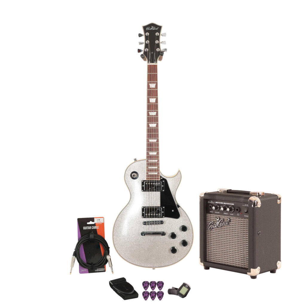 Eastcoast L1 Electric Guitar Starter Pack in Lunar Dust Sparkle with 10W Amp & Accessories