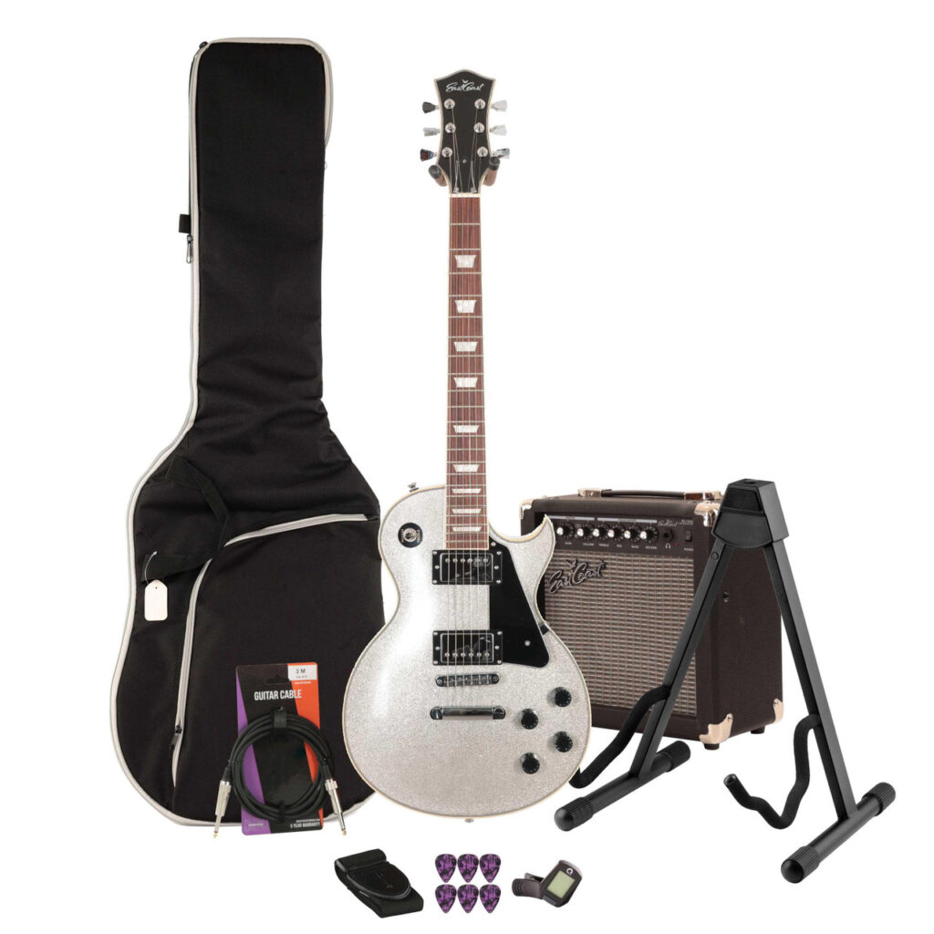 Eastcoast L1 Electric Guitar Starter Pack in Lunar Dust Sparkle with 15W Amp & Accessories