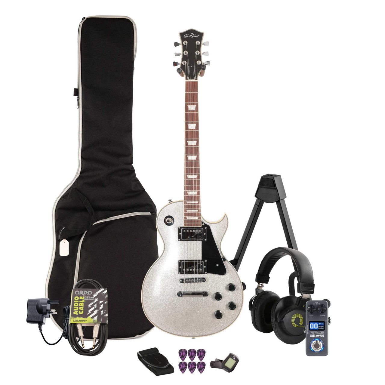 EastCoast L1 Electric Guitar in Lunar Dust Sparkle Multi-FX & Modelling Bundle with Accessories - Image 1