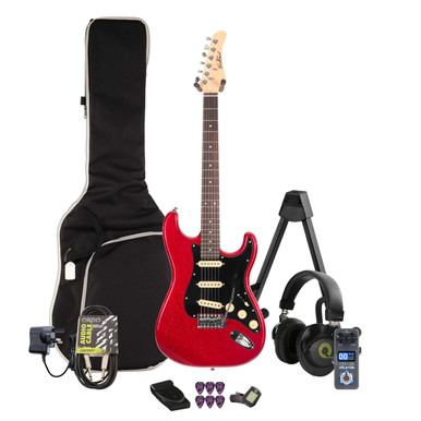 EastCoast ST1 Electric Guitar in Ruby Sparkle Multi-FX & Modelling Bundle with Accessories - Image 2