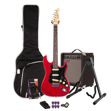 EastCoast ST1 Electric Guitar Starter Pack in Ruby Sparkle with 35W Amp & Accessories - Image 2