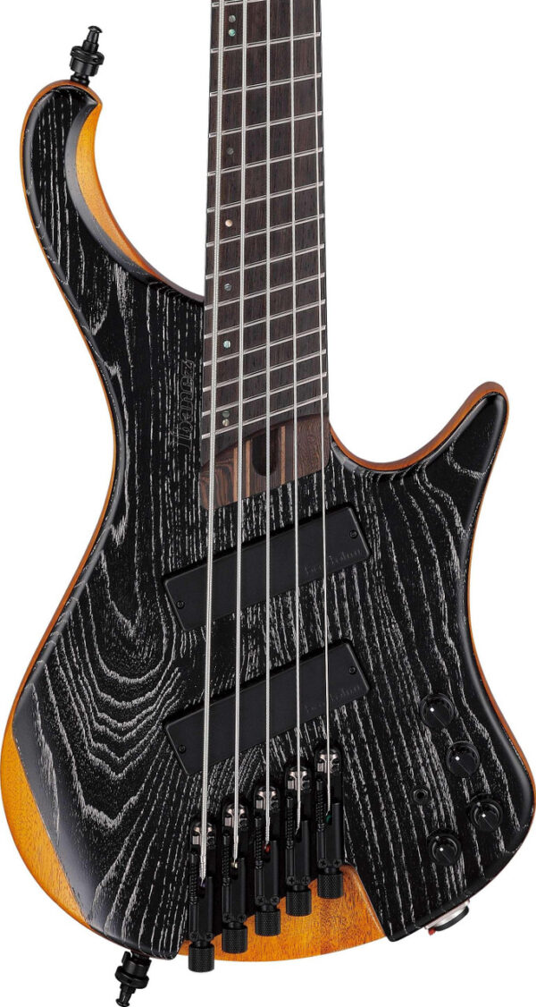 Ibanez Bass Workshop EHB Headless Multi-Scale 5-String Bass Guitar in Silver Wave Black Low Gloss - Image 1