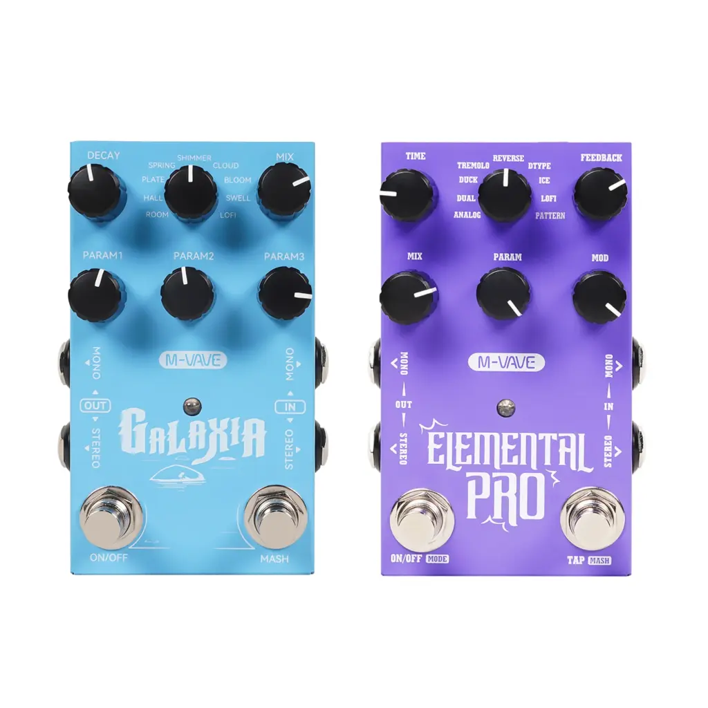 M-VAVE ELEMENTAL PRO Delay GALAXIA Reverb Digital Stereo Guitar Pedal 9 Delay 9 Reverb Sounds USB DC9V Effect Pedal