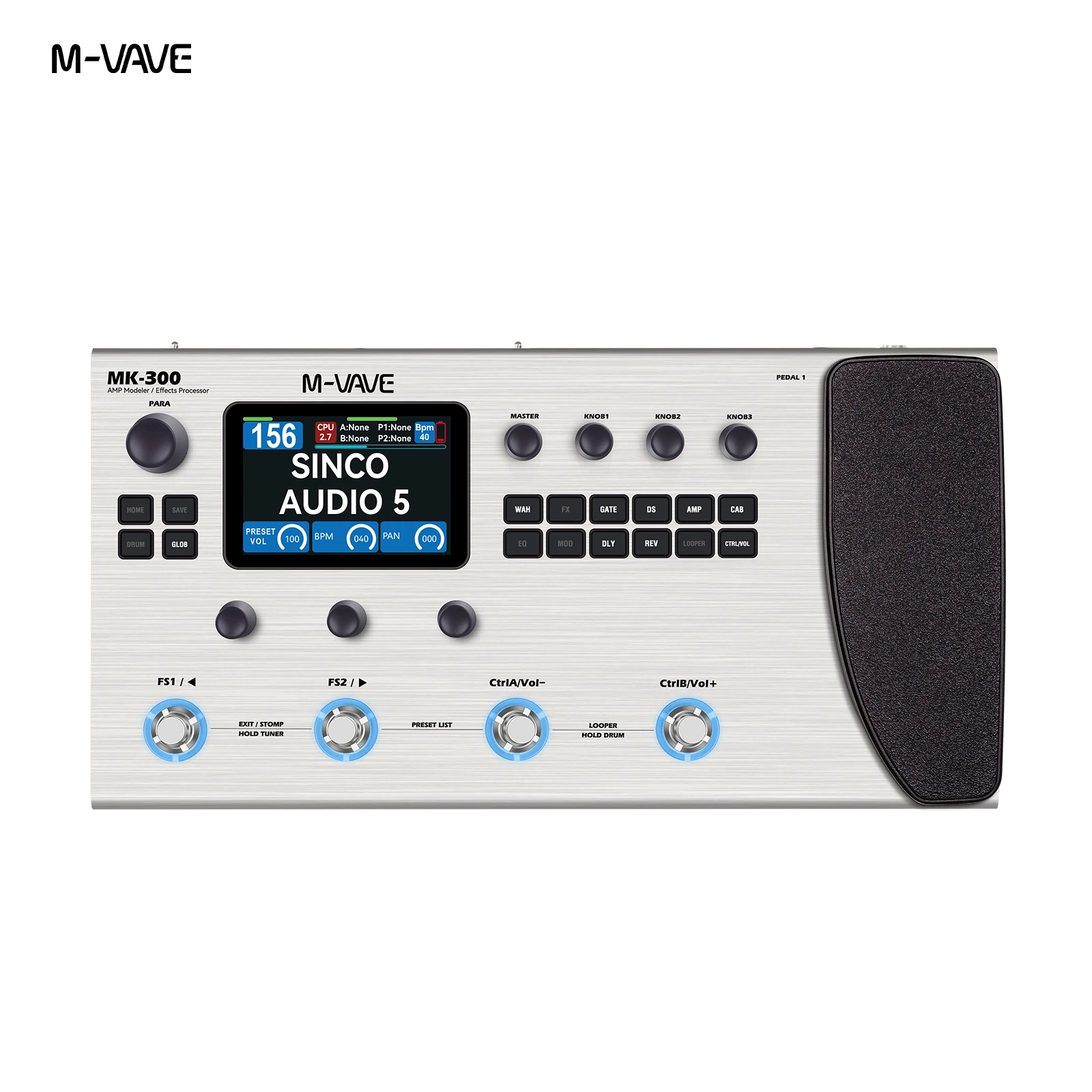M-VAVE MK-300 Multi-Function Guitar/Bass Effector Pedal | 300s Looper+128 Drum MIDI DAW | ANN Neural Modeling 120AMP/360FX - Image 1