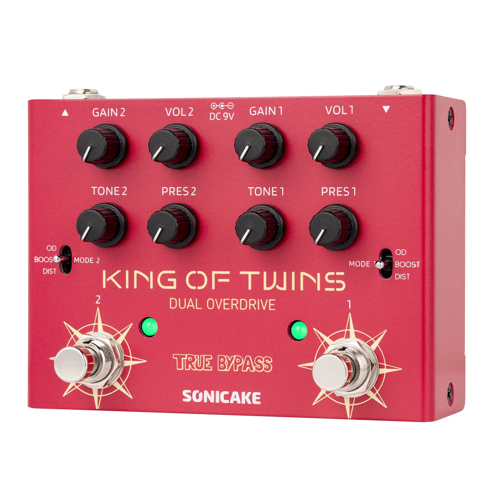 SONICAKE King of Twins 3 Modes Overdrive, Boost, Distortion Guitar Effects Pedal Dual Channel Controls Analog True Bypass QDS-08 - Image 1