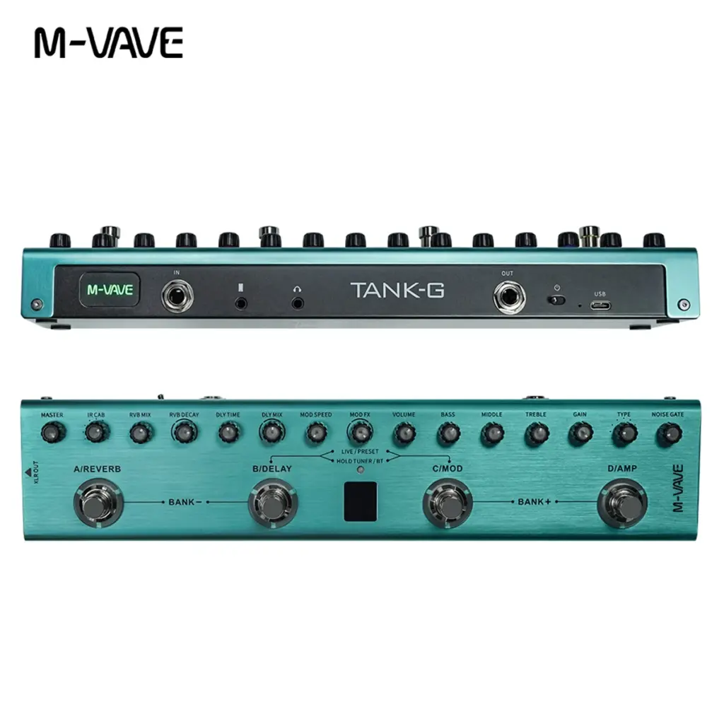 M-VAVE Tank-G Guitar Bass Multi-Effects Pedal Rechargeable 36 Presets 9 Preamp Slot 8 IR Speaker Slots 3 Modulation/Delay/Reverb