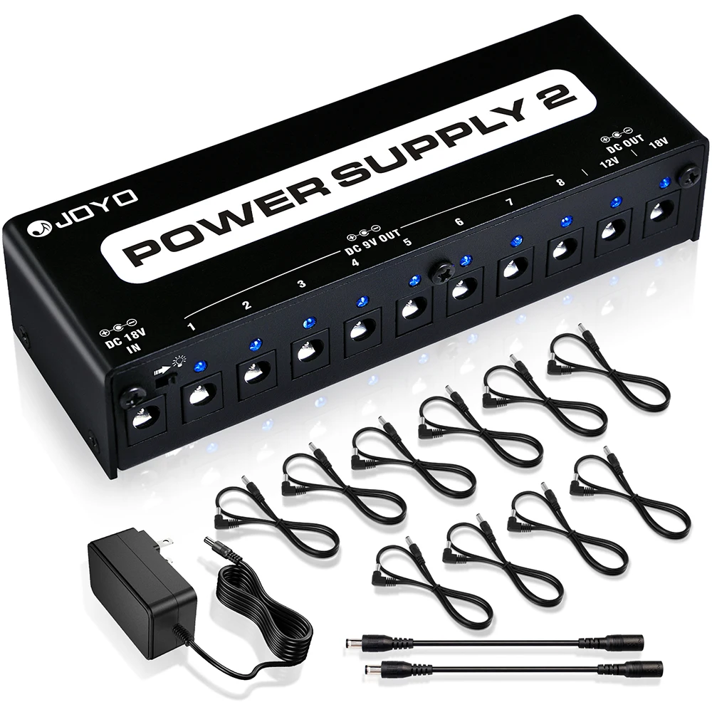 JOYO JP-02 Guitar Pedal Power Supply with DC 18V Pedal Power Adapter & 9V 100mA 500mA Isolated for 9V 12V 18V Effects Pedals