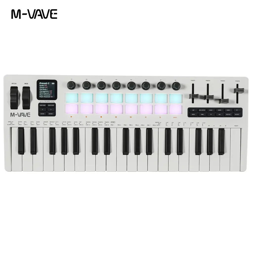 Hot Sale M Vave 37 Key Midi Keyboard Portable Rechargeable Synthesizer For Music Production Electronic Music Arrangement