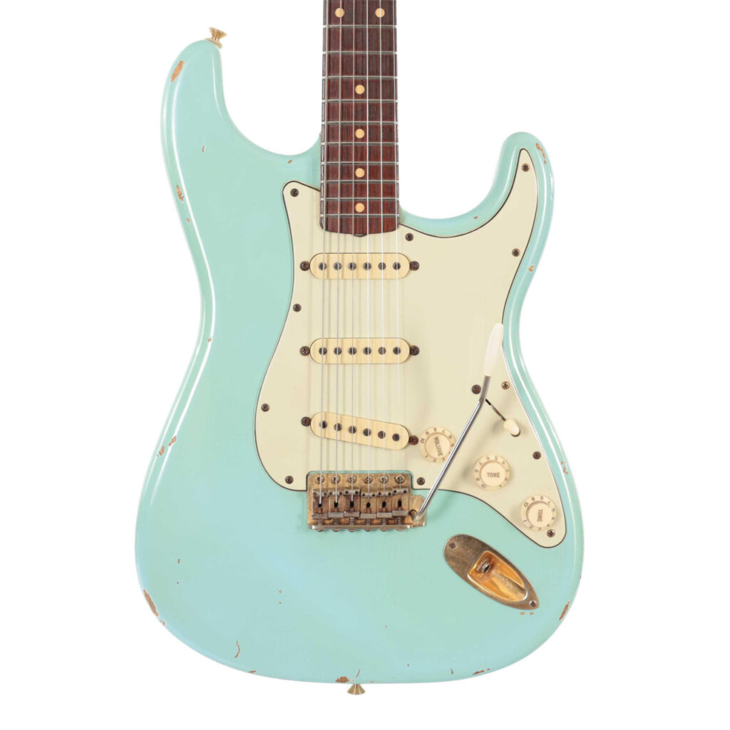 Second Hand Fender 2001 Custom Shop 1960 Stratocaster In Faded Daphne Blue With Gold Hardware #140