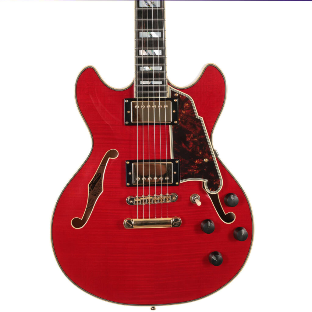 Second Hand D'Angelico Excel Mini DC Semi-Hollow Electric Guitar In Trans Cherry #081