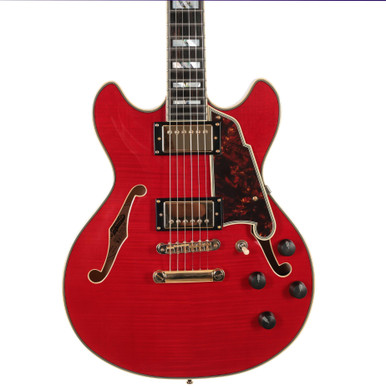 Second Hand D'Angelico Excel Mini DC Semi-Hollow Electric Guitar In Trans Cherry #081 - Image 2