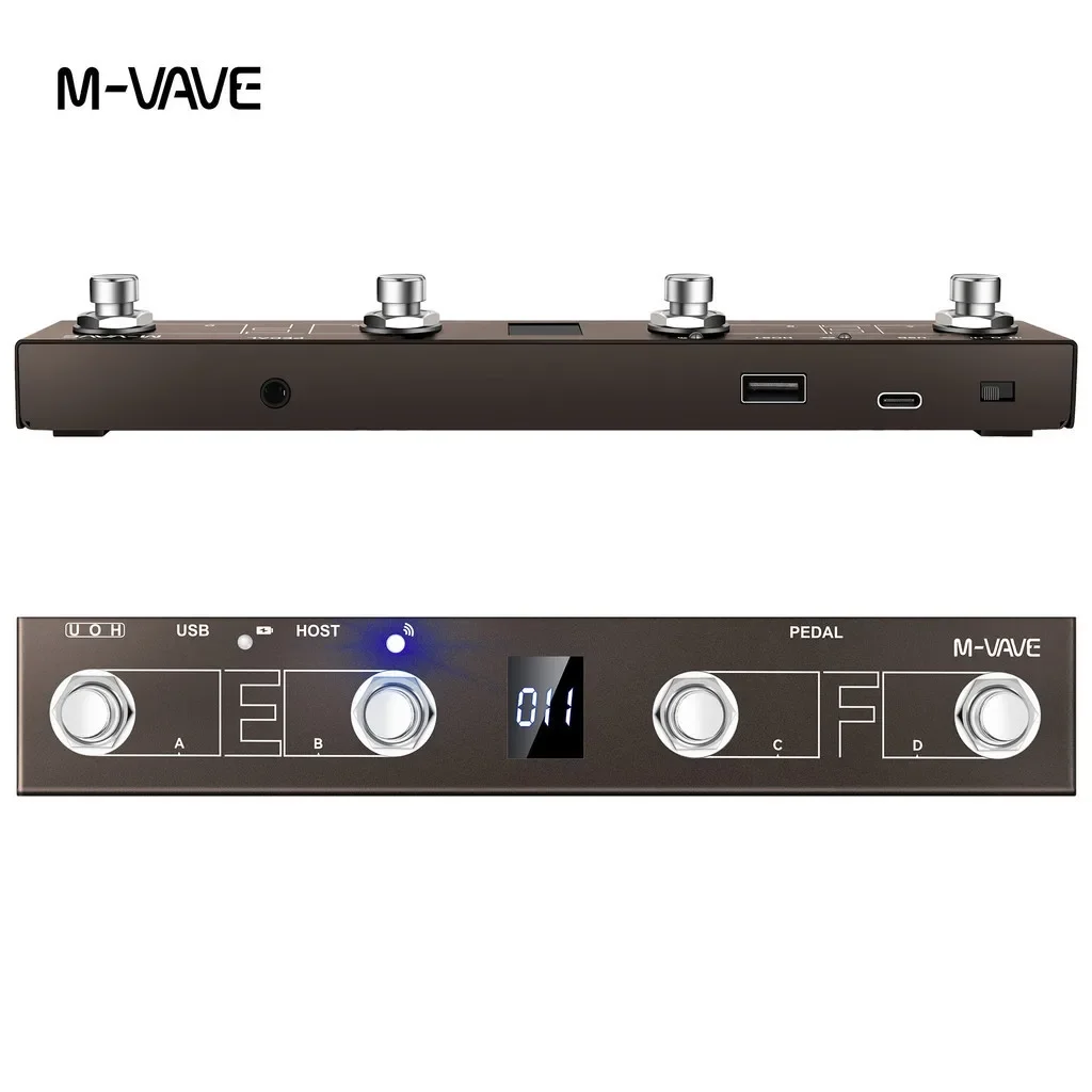 M-vave Chocolate Plus Wireless Midi Controller Keyboard 4 Buttons Foot Switch Supports MIDI Host Interface Control