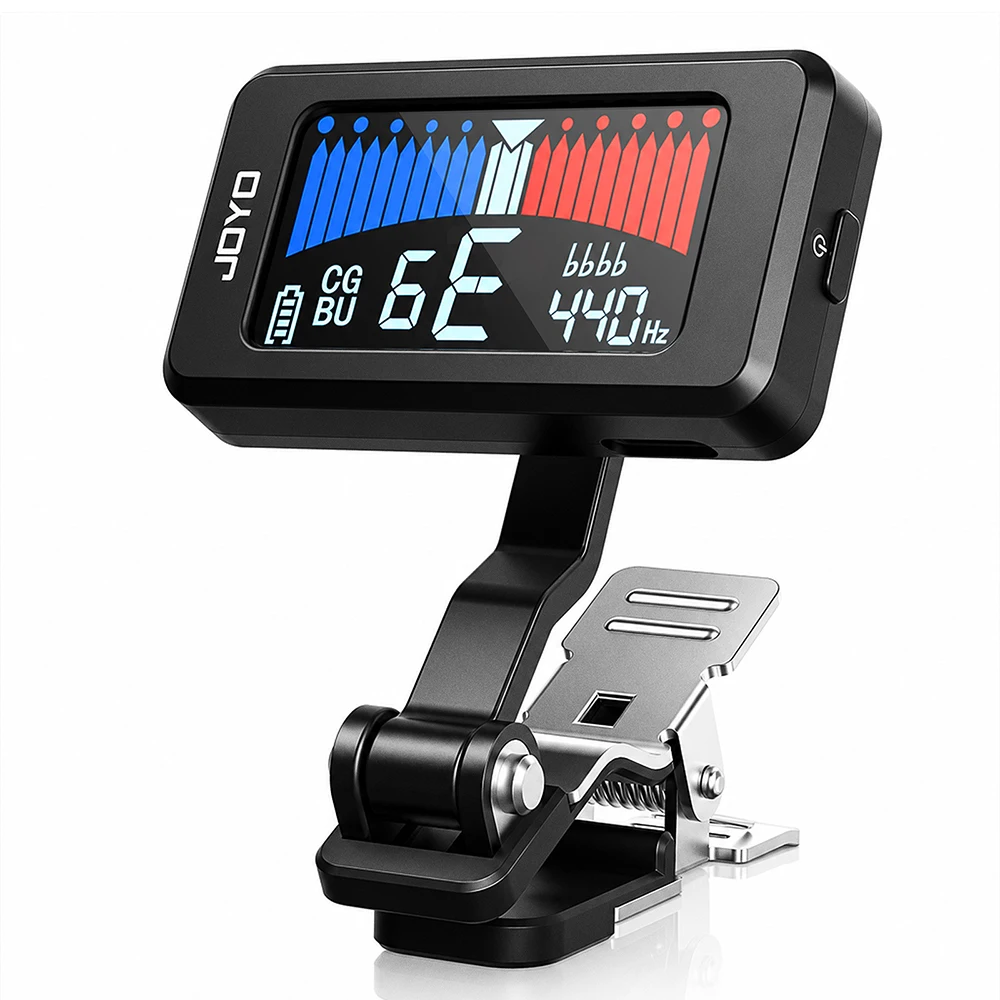 JOYO JT-480 Rechargeable Clip-On Tuner 430-450Hz Adjustable ±1 Cent Precise Tuning with Vibration Pickup for Guitar Bass Ukulele